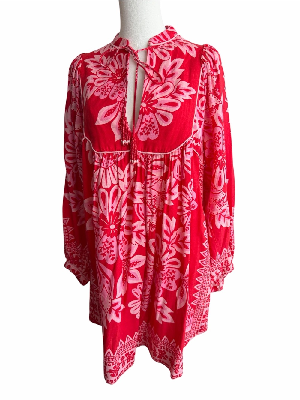 F FARM RIO Flora Tapestry Red Long Sleeve Mini Dress